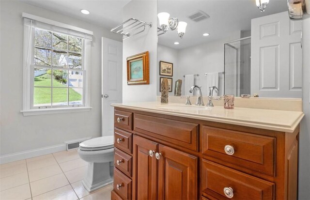 5983 Daleview Dr, Bethel Park, PA 15102 - full bathroom with tile patterned floors, visible vents, a healthy amount of sunlight, and a stall shower