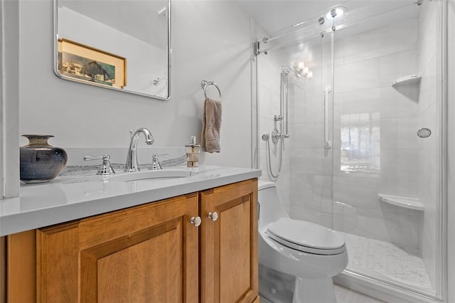 5983 Daleview Dr, Bethel Park, PA 15102 - bathroom with vanity, a stall shower, and toilet