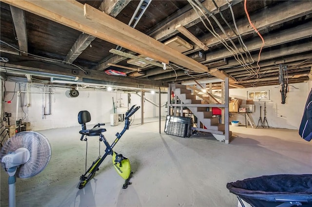 unfinished basement with stairs