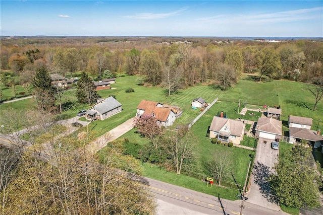 aerial view with a forest view