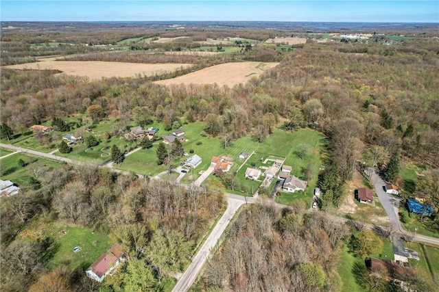 aerial view featuring a forest view