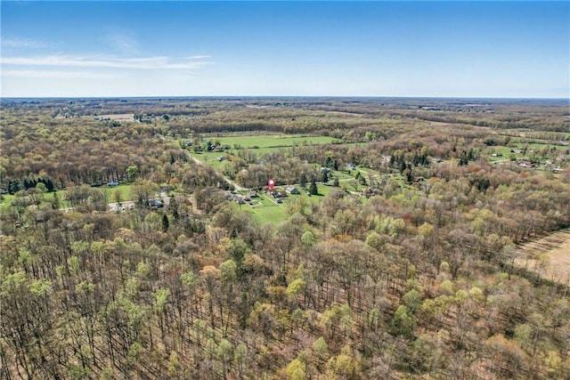 birds eye view of property with a forest view
