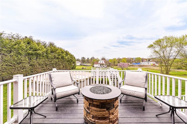deck with a fire pit