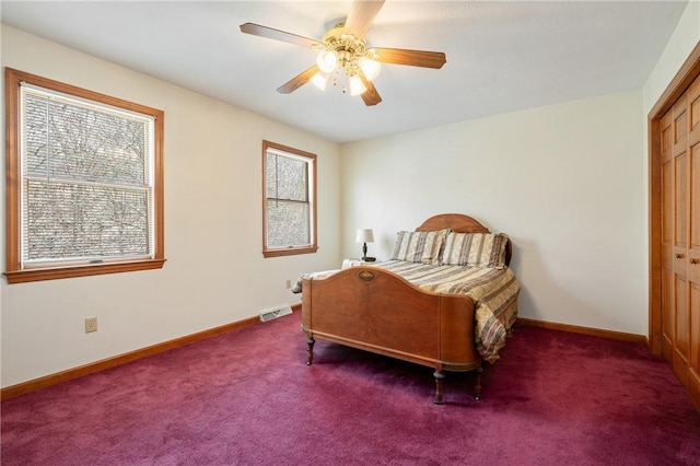 10183 Meinert Rd, Mccandless, PA 15090 - carpeted bedroom featuring a closet, baseboards, and a ceiling fan