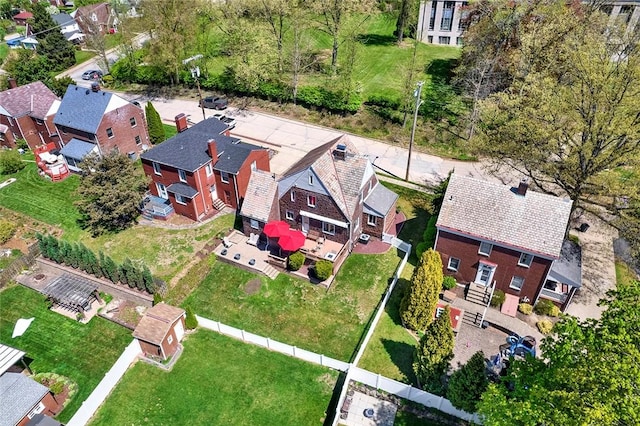 drone / aerial view with a residential view