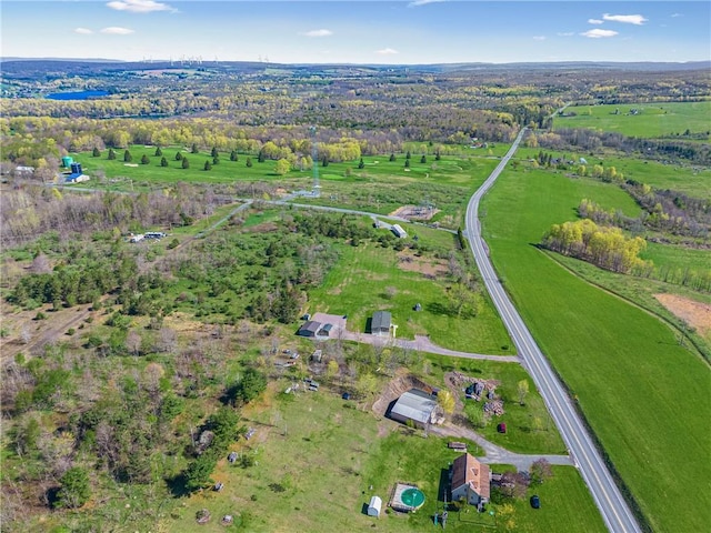 aerial view featuring a rural view