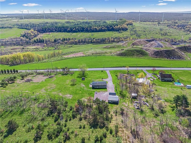 drone / aerial view with a rural view