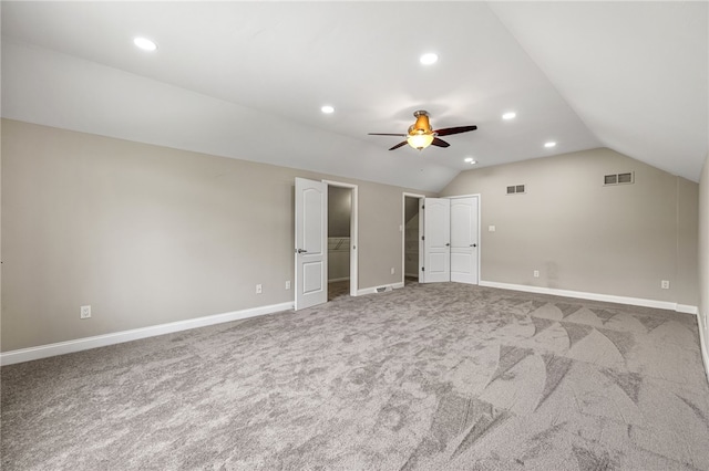 127 Bridle Trl, Peters Twp, PA 15367 - interior space featuring baseboards, carpet, lofted ceiling, and visible vents