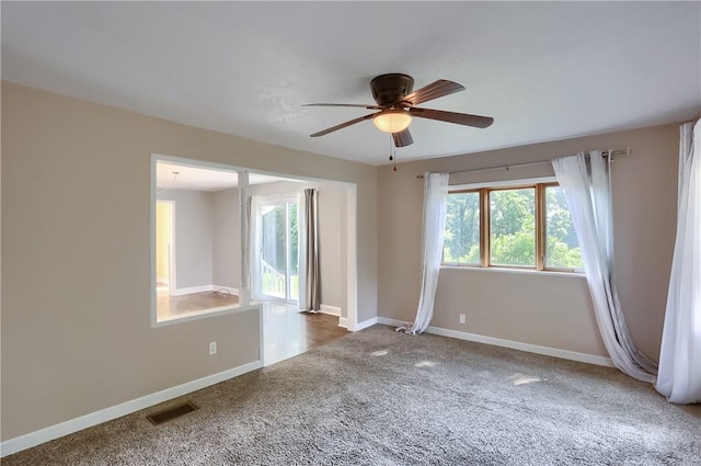 1060 Cherry Hill Rd, North Sewickley Twp, PA 16117 - unfurnished room with carpet flooring, ceiling fan, visible vents, and a healthy amount of sunlight