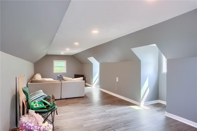 1060 Cherry Hill Rd, North Sewickley Twp, PA 16117 - bonus room with recessed lighting, baseboards, vaulted ceiling, and wood finished floors