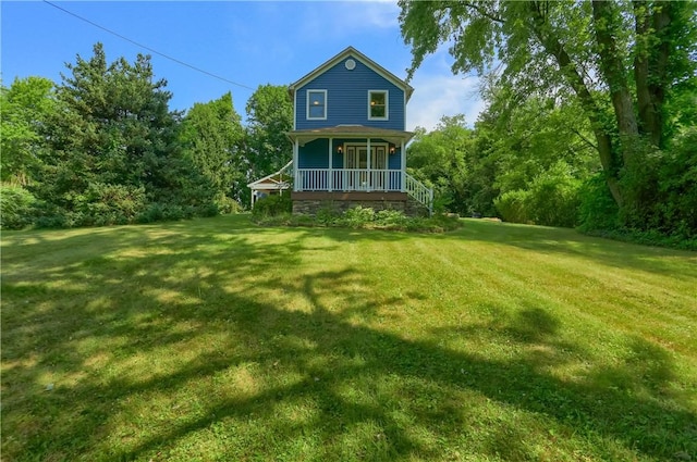 1060 Cherry Hill Rd, North Sewickley Twp, PA 16117 - back of house featuring covered porch and a yard