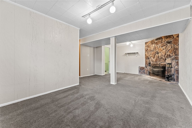 948 Broglie Dr, South Park, PA 15236 - finished below grade area with rail lighting, carpet, and ornamental molding