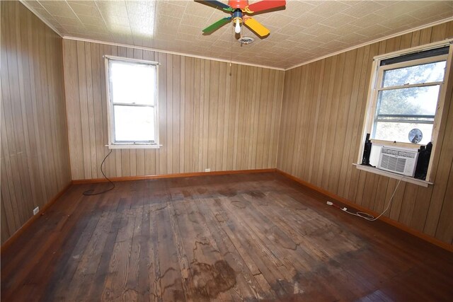 407-409 4th Ave, Ford City Boro, PA 16226 - empty room featuring wood-type flooring, ceiling fan, plenty of natural light, and cooling unit