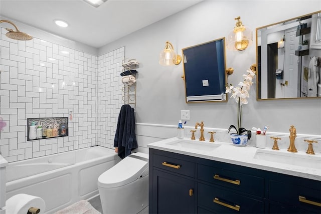 638 Morningstar Dr, Franklin Twp, PA 16117 - full bathroom featuring shower / tub combination, a sink, double vanity, and toilet