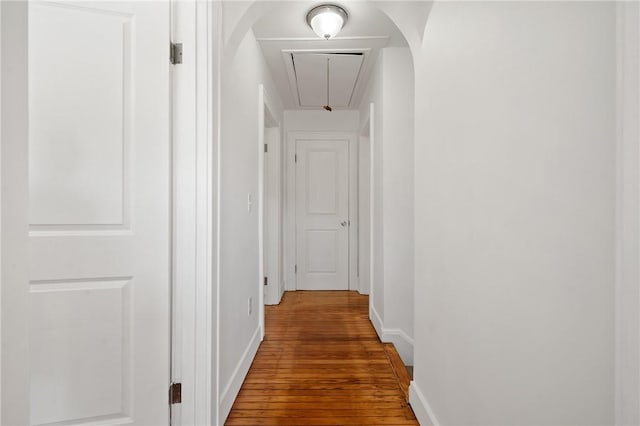 1117 Woodbourne Ave, Brookline, PA 15226 - hallway featuring baseboards, attic access, and wood finished floors