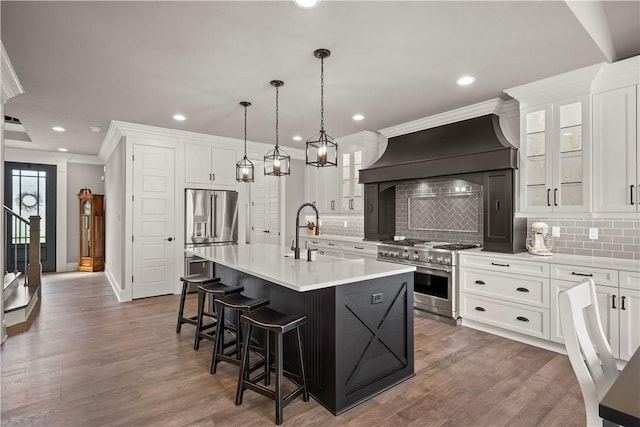 131 Woodford Dr, Adams Twp, PA 16033 - kitchen with a sink, decorative backsplash, ornamental molding, and premium appliances