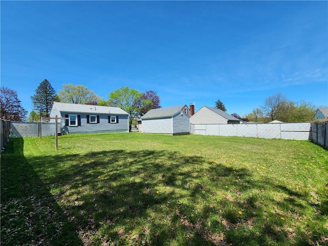 view of yard with a fenced backyard