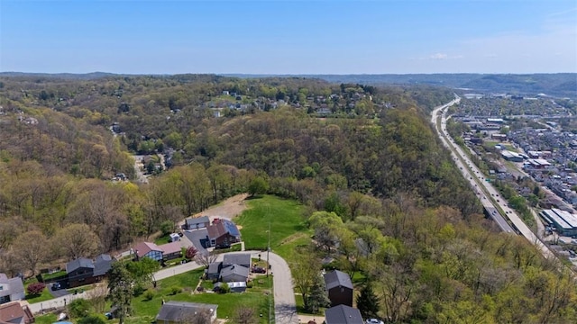 aerial view with a residential view and a forest view