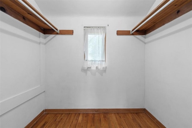 walk in closet featuring wood finished floors