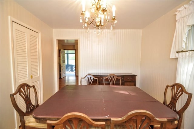 dining room featuring an inviting chandelier