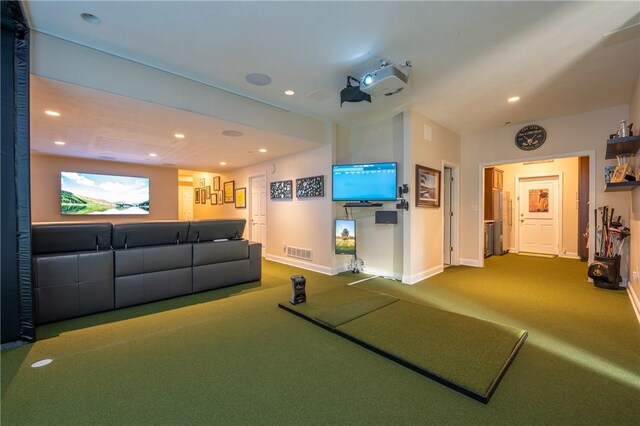 interior space with baseboards, recessed lighting, and visible vents