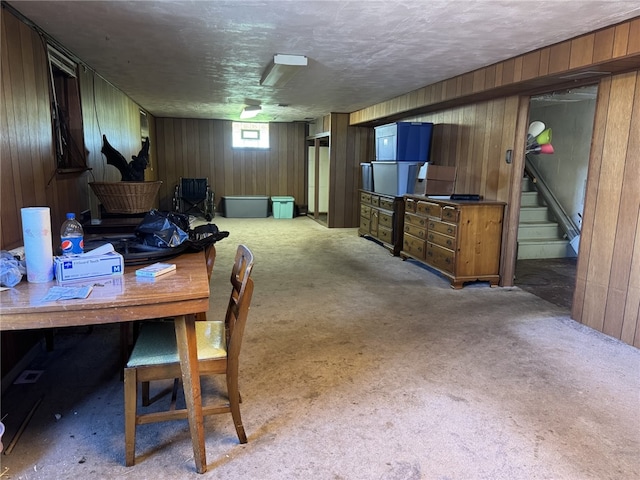 412 Helen Ave, Monessen, PA 15062 - below grade area with stairway, carpet flooring, and wood walls