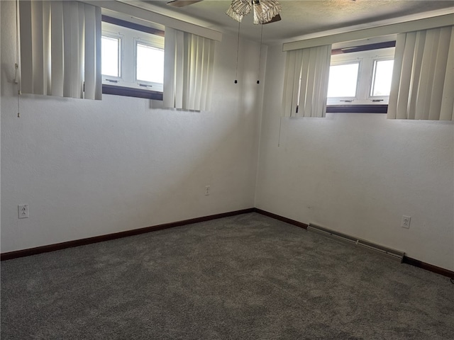 412 Helen Ave, Monessen, PA 15062 - empty room with carpet floors, baseboards, a ceiling fan, and visible vents