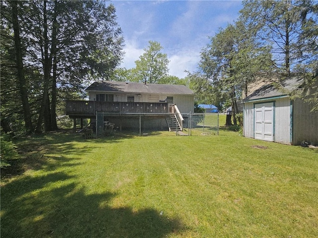 317 Chestnut Dr, Center Twp But, PA 16001 - view of yard with a wooden deck and stairs