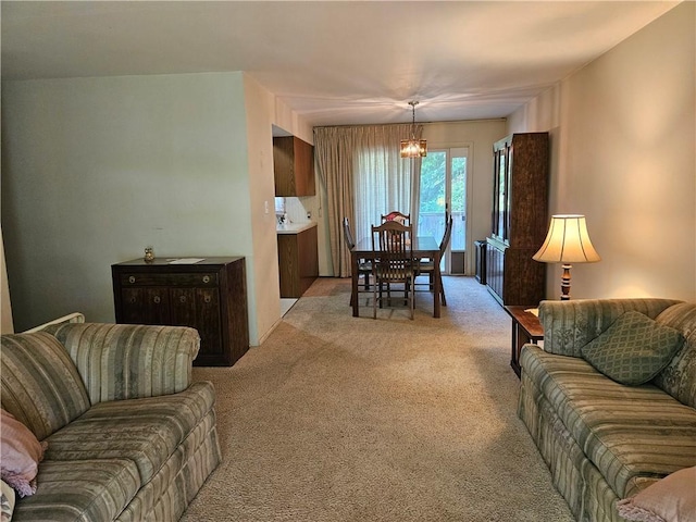 317 Chestnut Dr, Center Twp But, PA 16001 - living area featuring light colored carpet and a chandelier