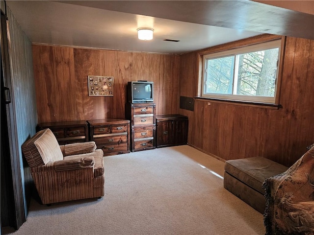 317 Chestnut Dr, Center Twp But, PA 16001 - living area with carpet flooring and wood walls