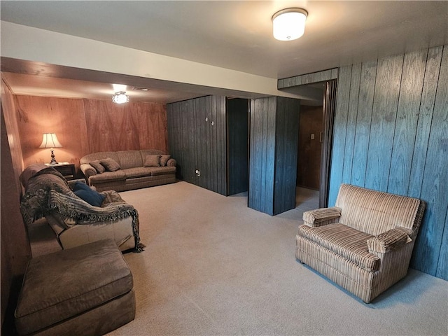 317 Chestnut Dr, Center Twp But, PA 16001 - living room featuring wooden walls and carpet floors