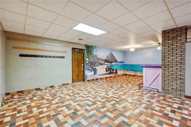 2408 Georgette St, Overbrook, PA 15234 - below grade area with baseboards and a drop ceiling