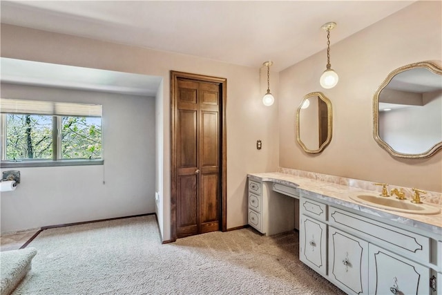 2408 Georgette St, Overbrook, PA 15234 - bathroom with baseboards, carpet, and vanity