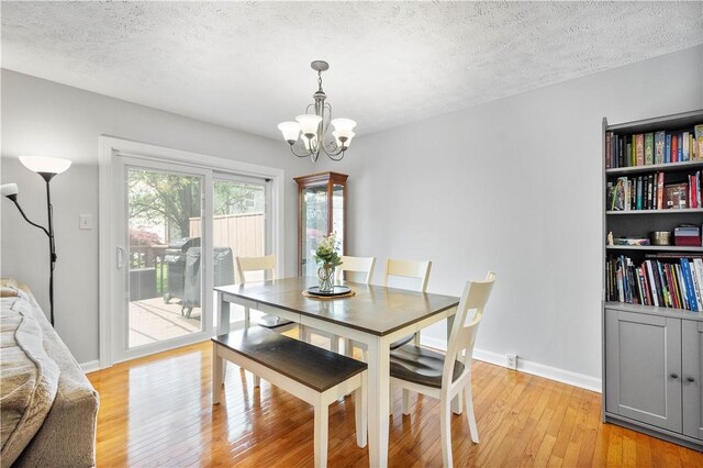 1470 Yorktown Dr, Cecil, PA 15055 - dining room featuring a textured ceiling, a notable chandelier, baseboards, and light wood finished floors