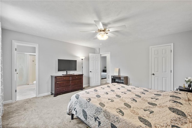 1470 Yorktown Dr, Cecil, PA 15055 - bedroom featuring carpet floors, a ceiling fan, baseboards, and ensuite bath
