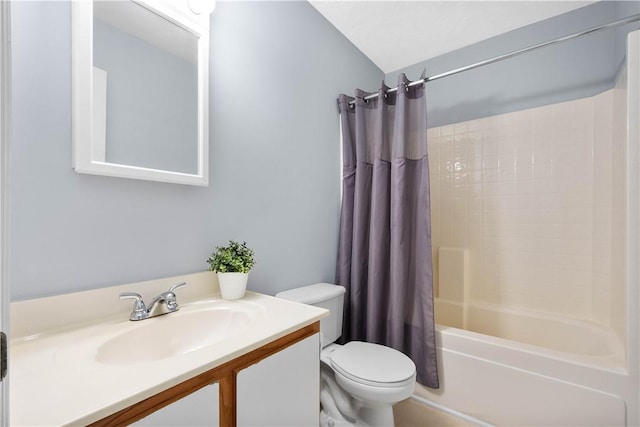 1470 Yorktown Dr, Cecil, PA 15055 - bathroom featuring vanity, shower / tub combo with curtain, and toilet