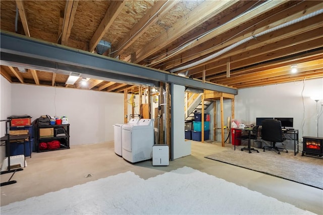 1470 Yorktown Dr, Cecil, PA 15055 - unfinished basement with stairway and washer and dryer