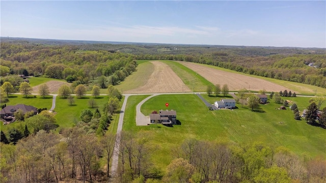 aerial view with a rural view