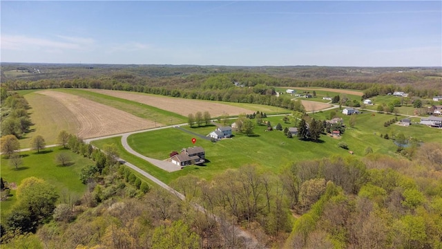aerial view with a rural view
