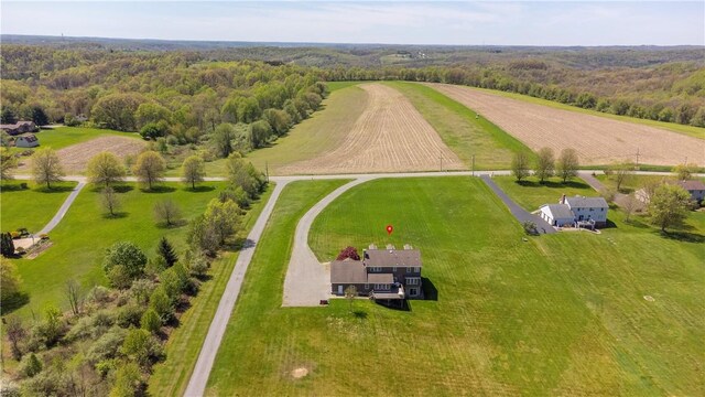 aerial view featuring a rural view