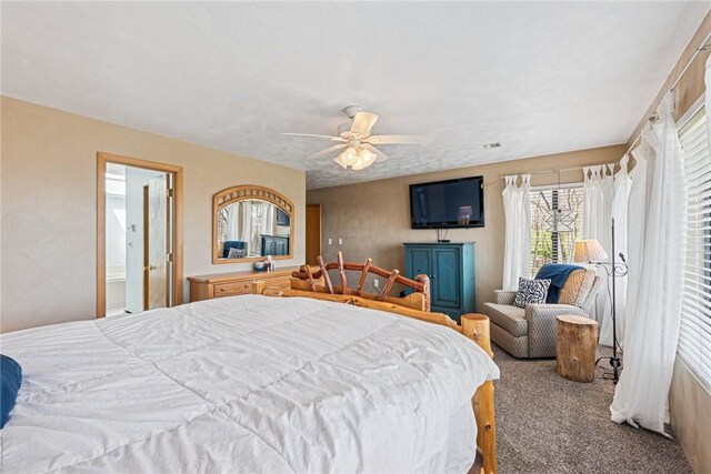 bedroom featuring carpet flooring and ceiling fan