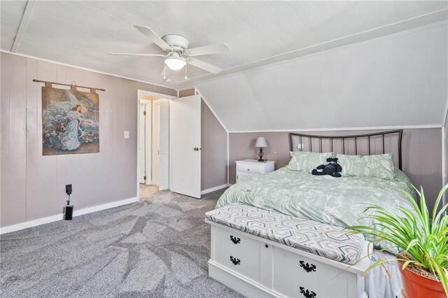 244 S Rebecca St, Saxonburg Boro, PA 16056 - carpeted bedroom with a ceiling fan, baseboards, and lofted ceiling