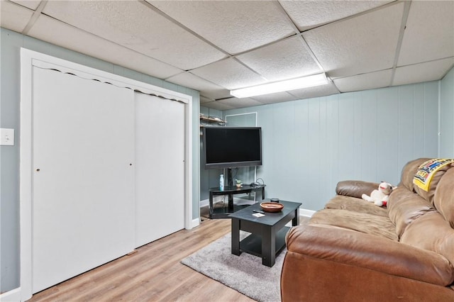 244 S Rebecca St, Saxonburg Boro, PA 16056 - living room featuring a drop ceiling and light wood-type flooring