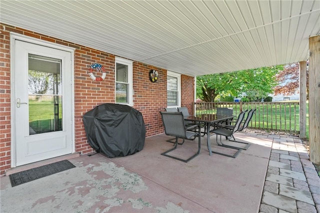 244 S Rebecca St, Saxonburg Boro, PA 16056 - view of patio / terrace featuring fence, outdoor dining space, and a grill