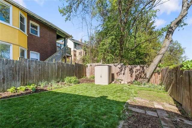 4004 Windsor St, Greenfield, PA 15217 - view of yard with a fenced backyard, a storage unit, and an outdoor structure