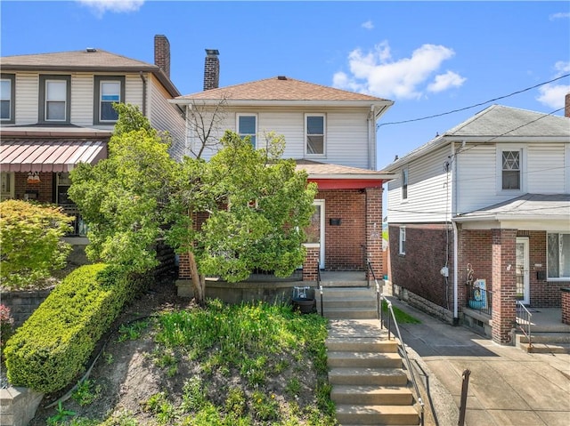 4128 Winterburn, Greenfield, PA 15207 - view of front of property with a chimney and brick siding