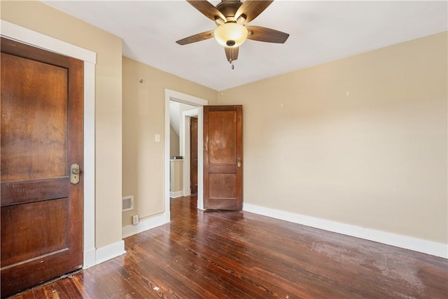 4128 Winterburn, Greenfield, PA 15207 - empty room with baseboards, ceiling fan, wood finished floors, and visible vents