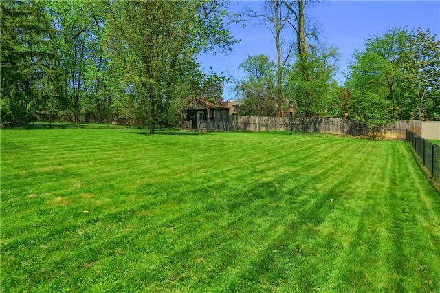 view of yard featuring a fenced backyard