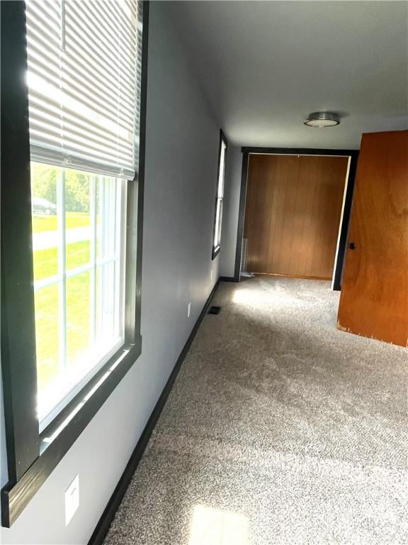 420 Church St, Harrisville Boro, PA 16038 - hall with baseboards, carpet, and a wealth of natural light