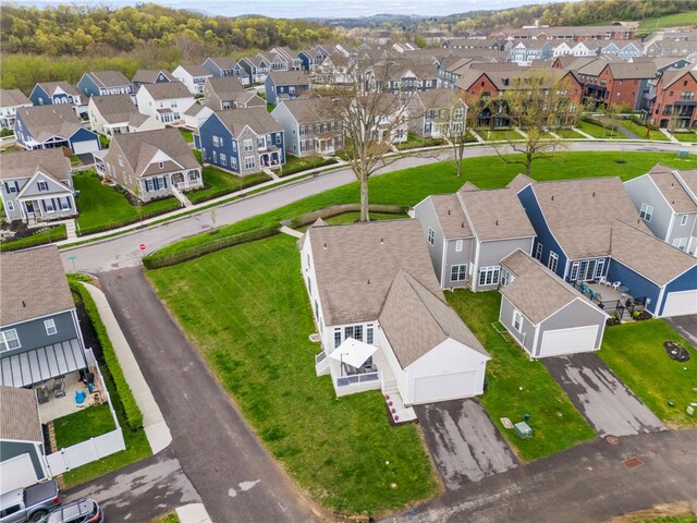 aerial view with a residential view